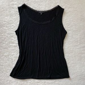 Y2k black lace trim tank top